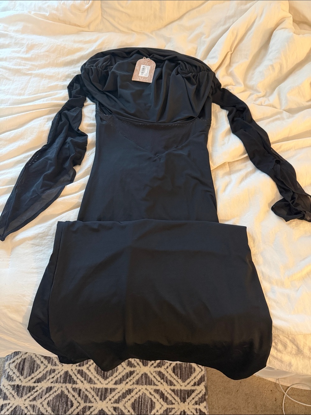 Meshki Black Off-Shoulder Long Sleeve Bodycon Dress